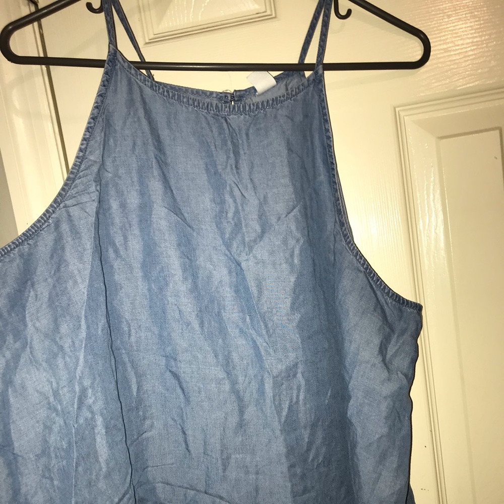 Blue jean spaghetti strap tank top